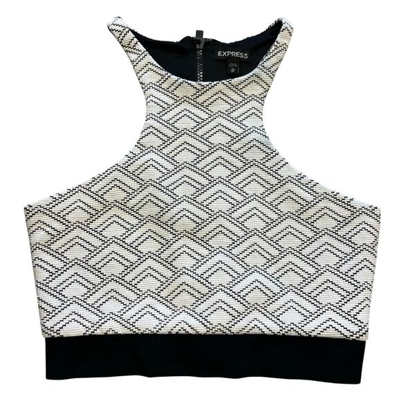 Express Black + White Racerback Crop Blouse XS - Picture 1 of 4